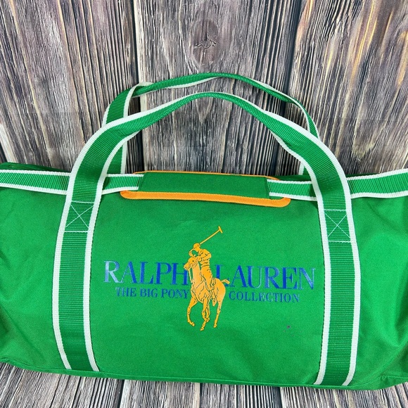 Ralph Lauren Handbags - RARE VINTAGE Polo Ralph Lauren Duffle Bag Green Overnight CarryOn Travel Bag 22”